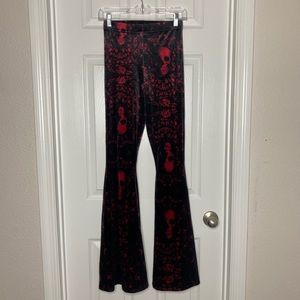 Blackmilk Dead Pretty Red Velvet HW Flare Pants